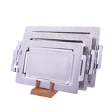 Elegant Gioiel Rectangular Tray with Handles, 3 Pieces -Made in Italy -Silver -Stainless Steel 18/10