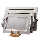 Tresors Rectangular Tray with Handles, 3 Pieces -Made in Italy -Silver -Stainless Steel 18/10