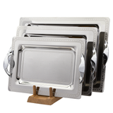 Tresors Rectangular Tray with Handles, 3 Pieces -Made in Italy -Silver -Stainless Steel 18/10