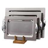 Tresors Rectangular Tray with Handles, 3 Pieces -Made in Italy -Silver -Stainless Steel 18/10