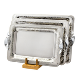 Tresors Rectangular Tray with Handles, 3 Pieces -Made in Italy -Silver -Stainless Steel 18/10