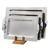 Tresors Rectangular Tray with Handles, 3 Pieces -Made in Italy -Silver -Stainless Steel 18/10