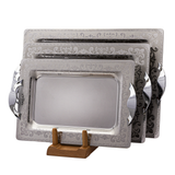 Tresors Rectangular Tray with Handles, 3 Pieces -Made in Italy -Silver -Stainless Steel 18/10
