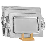 Tresors Rectangular Tray with Handles, 3 Pieces -Made in Italy -Silver -Stainless Steel 18/10