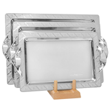 ﻿Elegant Gioiel Rectangular Tray with Handles, 3 Pieces -Made in Italy -Stainless Steel 18/10
