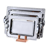 Tresors Rectangular Tray with Handles, 3 Pieces -Made in Italy -Silver -Stainless Steel 18/10
