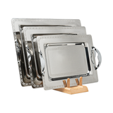 Tresors Rectangular Tray with Handles, 3 Pieces -Made in Italy -Silver -Stainless Steel 18/10