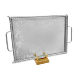 Tresors Tray with Handles and Legs -Made in Italy -65x41 cm -Stainless Steel 18/10