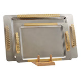 Nehir Tray with Gold Handles -Stainless Steel 18/10