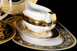 Falkenporzellan Dinner Set, 112 Pieces -Gold & Black -Porcelain