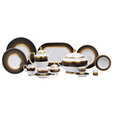 Falkenporzellan Dinner Set, 112 Pieces -Black & Gold -Porcelain