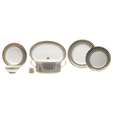 Falkenporzellan Dinner Set, 59 Pieces -Black & Gold -Porcelain