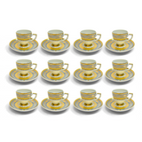 Falkenporzellan Coffee Set, 24 Pieces -Light Blue & Gold -Porcelain