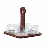 Nut Bowl Set with Wooden Holder, 4 Pieces