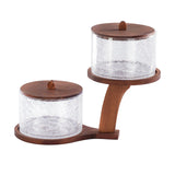 2 Bowl Set with Wooden Holder with Lid