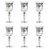 Bohemia Crystal Goblet Set, 6 Pieces -Silver -220 ml