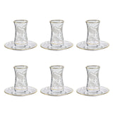 Pasabahce Istikana with Saucer Set, 12 Pieces -Gold