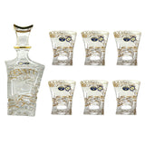Bohemia Crystal Bottle & Tumbler Set, 7 Pieces -Gold