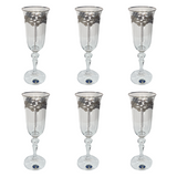 Bohemia Crystal Flute Set, 6 Pieces -Silver -150 ml