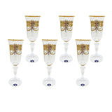 Bohemia Crystal Flute Set, 6 Pieces -Gold -150 ml