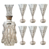 Bohemia Crystal Bottle & Goblet Set, 7 Pieces -Silver