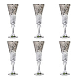 Bohemia Crystal Flute Set, 6 Pieces -Silver
