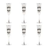 Bohemia Crystal Flute Set, 6 Pieces -Silver -150 ml