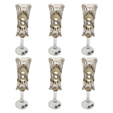 Bohemia Crystal Flute Set, 6 Pieces -Silver