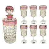 Bohemia Crystal Diamond Bottle & Goblet Set, 7 Pieces