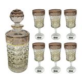 Bohemia Crystal Diamond Bottle & Goblet Set, 7 Pieces