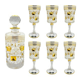 Bohemia Crystal Bottle & Goblet Set, 7 Pieces -Gold