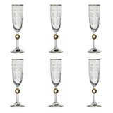 Bohemia Crystal Flute Set, 6 Pieces -Gold