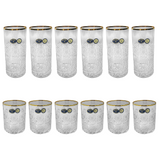Bohemia Crystal Longdrink & Tumbler Set, 12 Pieces -Gold -350 & 320 ml