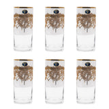 Bohemia Crystal Longdrink Set, 6 Pieces -Gold -300 ml