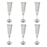 Bohemia Crystal Flute Set, 6 Pieces -Silver