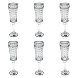 Bohemia Crystal Flute Diamond Set, 6 Pieces -Silver -120 ml