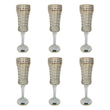 Bohemia Crystal Flute Diamond Set, 6 Pieces -Gold -120 ml