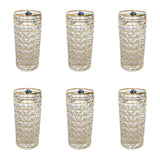 Bohemia Crystal Longdrink Diamond Set, 6 Pieces -Gold -260 ml