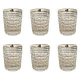Bohemia Crystal Tumbler Diamond Set, 6 Pieces -Gold -230 ml