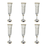 Bohemia Crystal Flute Set, 6 Pieces -Gold