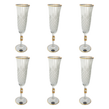 Bohemia Crystal Flute Set, 6 Pieces -Gold