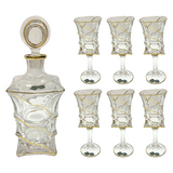 Bohemia Crystal Bottle & Goblet Set, 7 Pieces -Gold