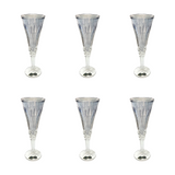 Bohemia Crystal Flute Set, 6 Pieces -Blue & Silver