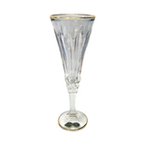 Bohemia Crystal Flute Set, 6 Pieces -Blue & Gold