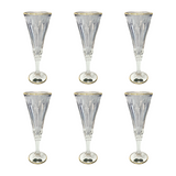 Bohemia Crystal Flute Set, 6 Pieces -Blue & Gold