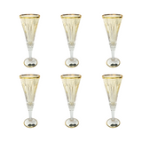 Bohemia Crystal Flute Set, 6 Pieces -Gold