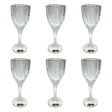 Bohemia Crystal Goblet Set, 6 Pieces -Blue & Gold