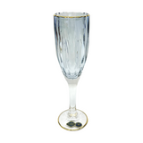 Bohemia Crystal Flute Set, 6 Pieces -Blue & Gold