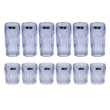 Bohemia Crystal Longdrink & Tumbler Set, 12 Pieces -Blue & Gold