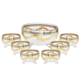 Bohemia Crystal Bowl Set, 7 Pieces -Gold & Silver